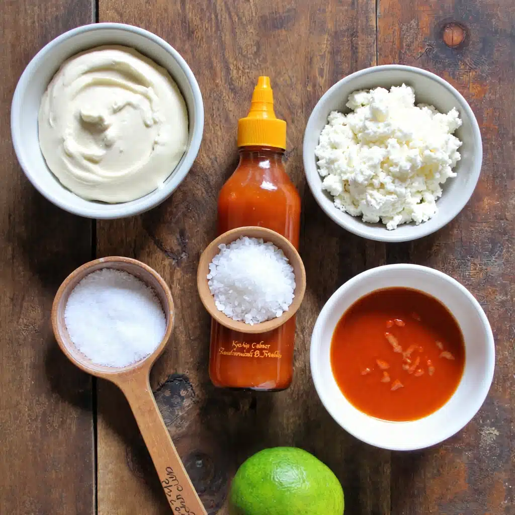 Ingredients for Bang Bang Sauce Recipe on table