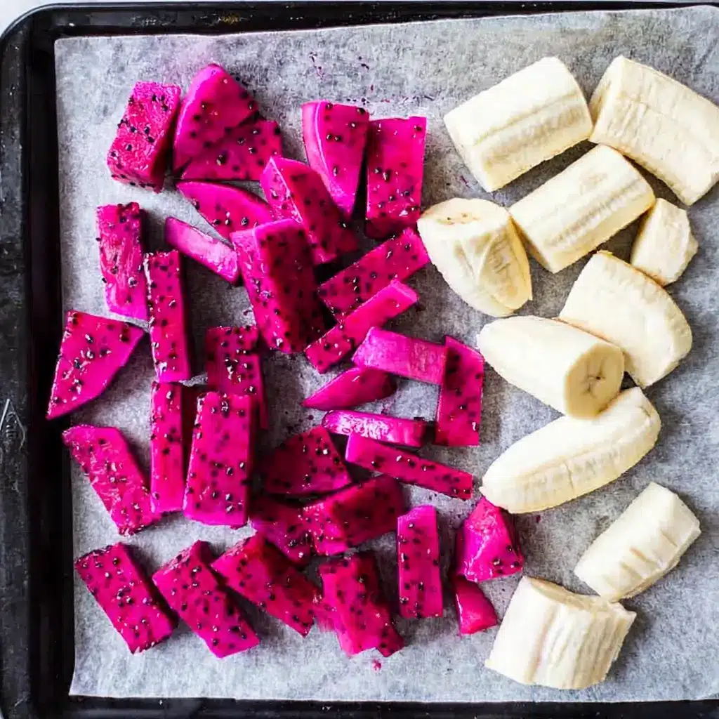 Blending dragon fruit smoothie ingredients