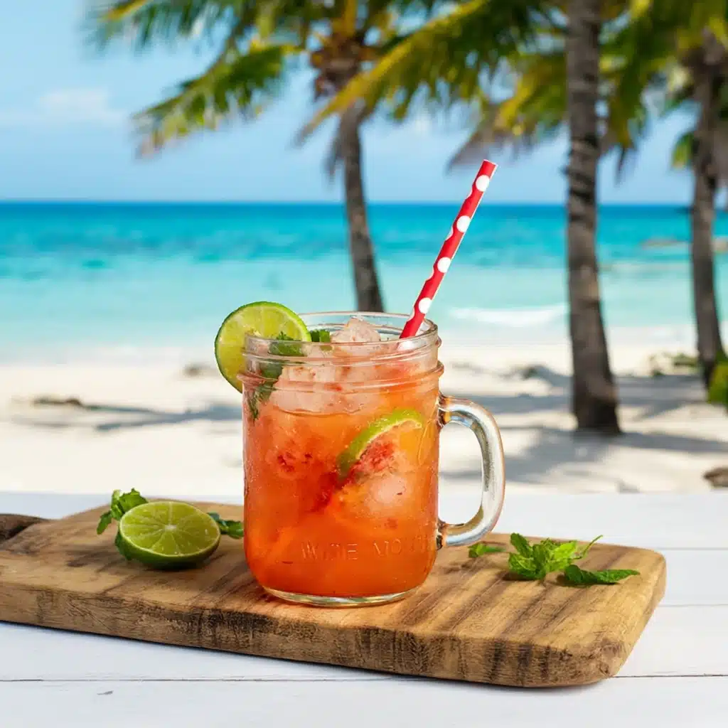 beautifully garnished virgin strawberry mojito