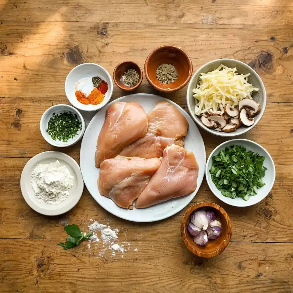 ingredients for mushroom stuffed chicken breast