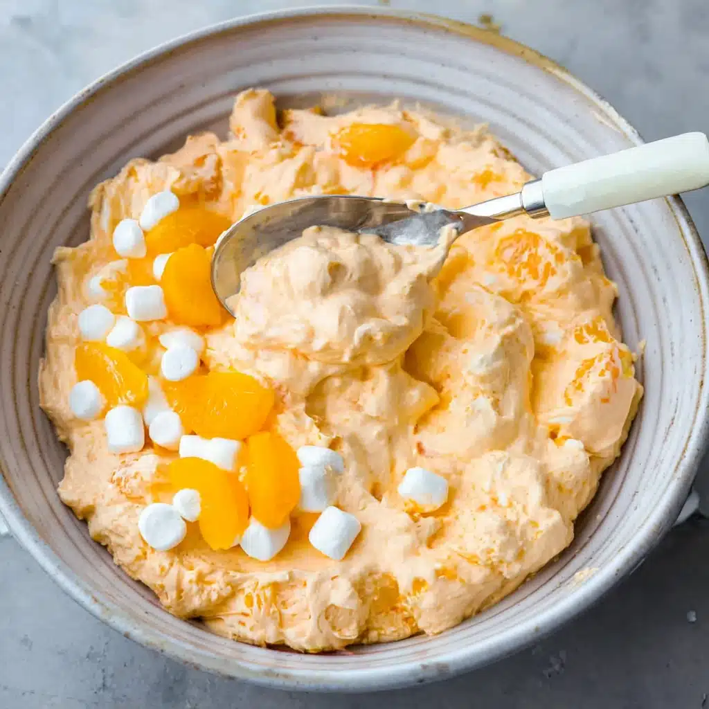 Orange creamsicle salad in chilled serving bowl