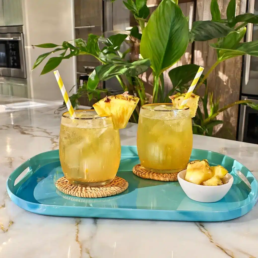 Pineapple ginger mocktail in stylish glassware