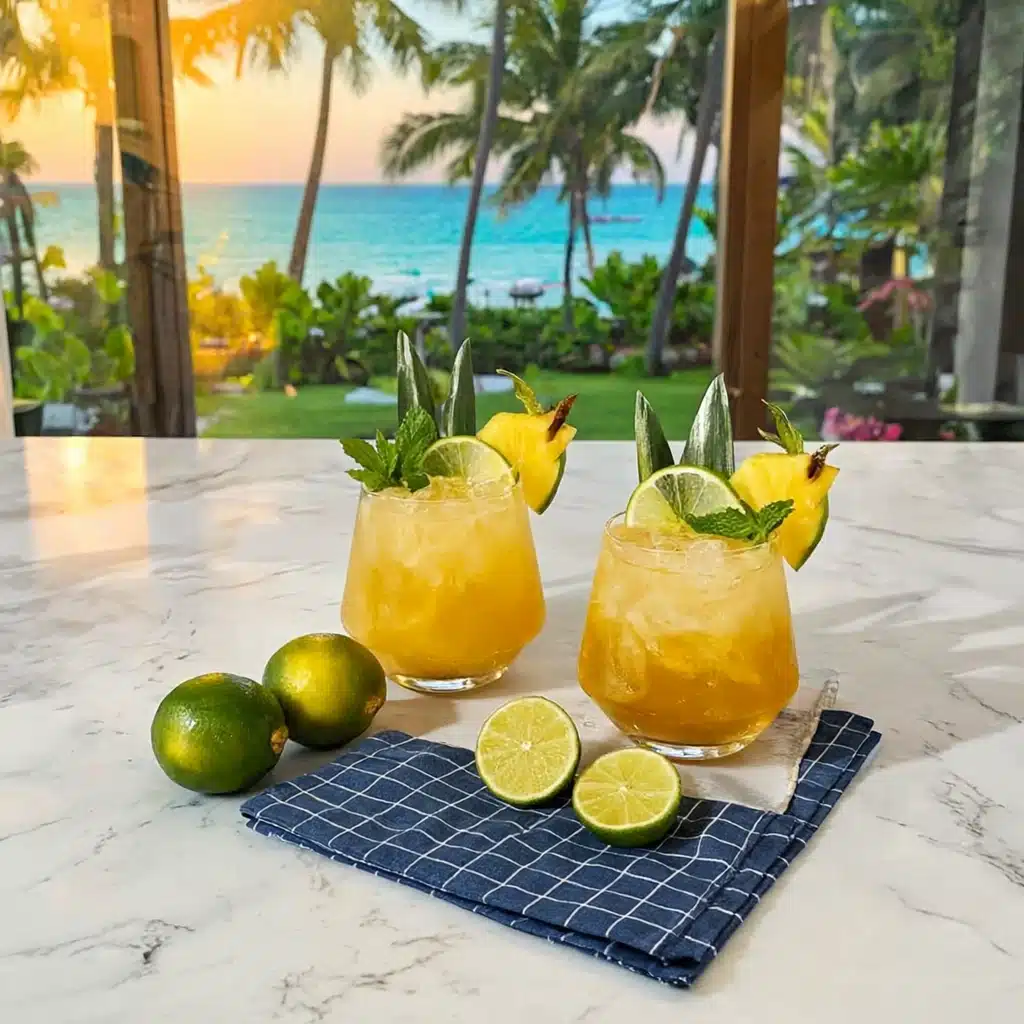 Pineapple ginger mocktail with mint and lime garnish
