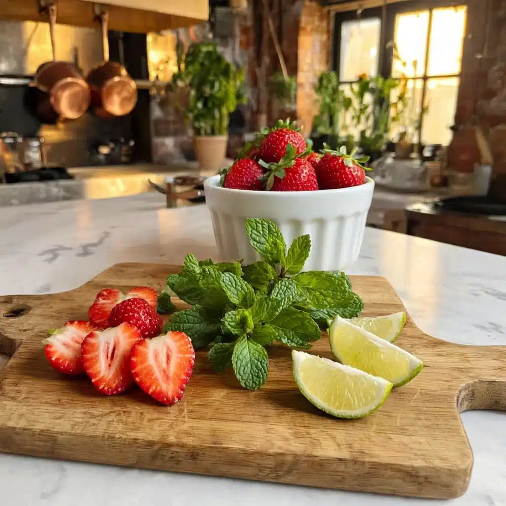 virgin strawberry mojito ingredients laid out