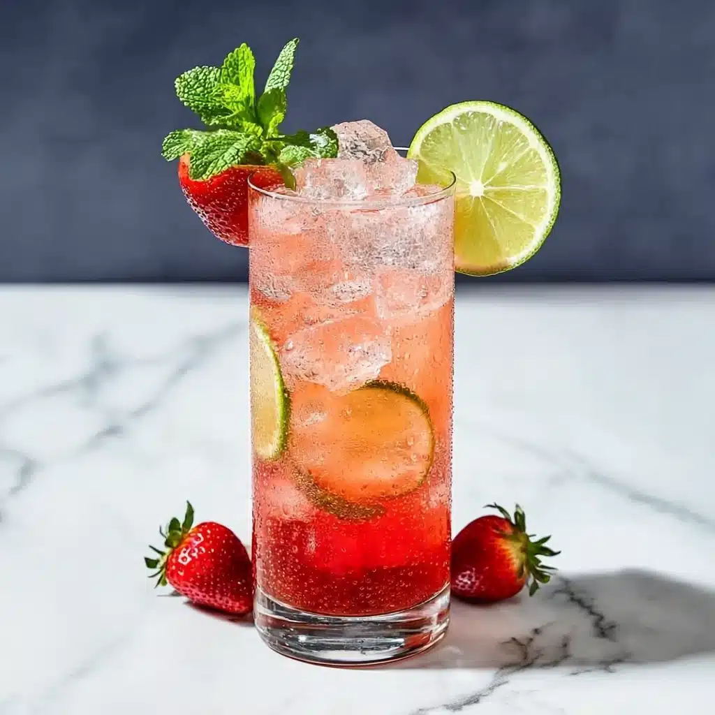 Strawberry mojito mocktail with lime and mint