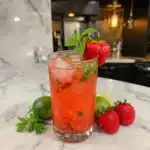 virgin strawberry mojito in a tall glass