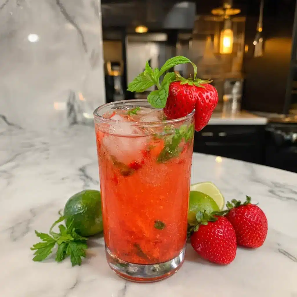virgin strawberry mojito in a tall glass