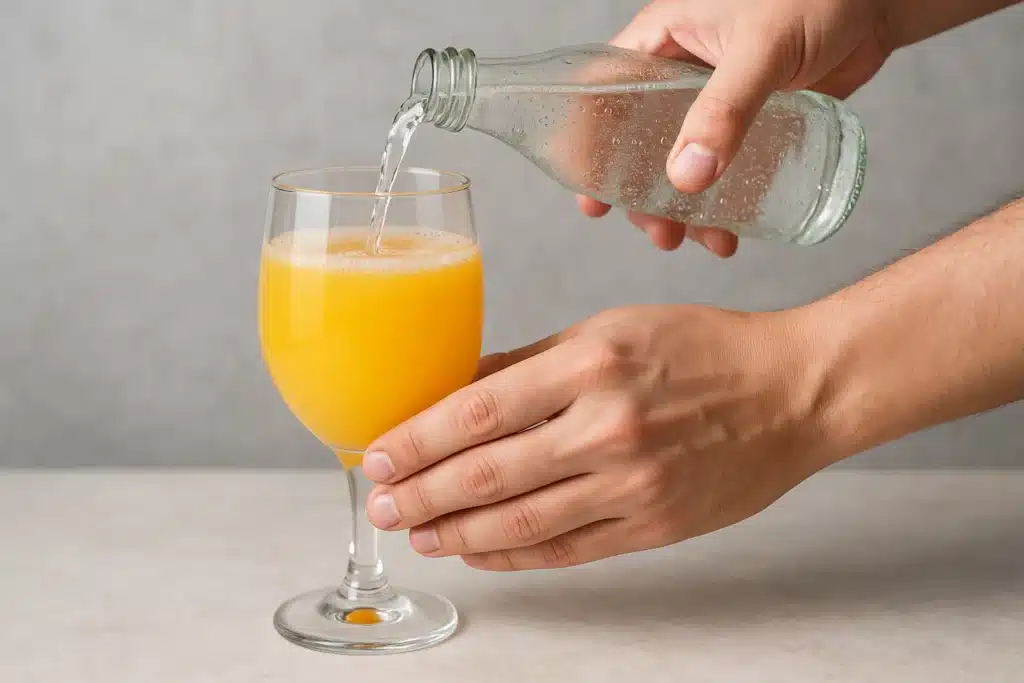 Pouring a Merry Mimosa Mocktail