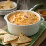 Yummy Crock Pot Buffalo Chicken Dip served hot with chips and veggies