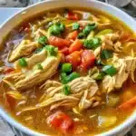 Mouthwatering detox southwest chicken soup with avocado and vegetables