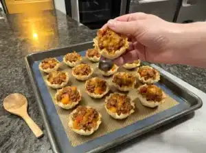 Filling Taco Ranch Bites in Phyllo Cups