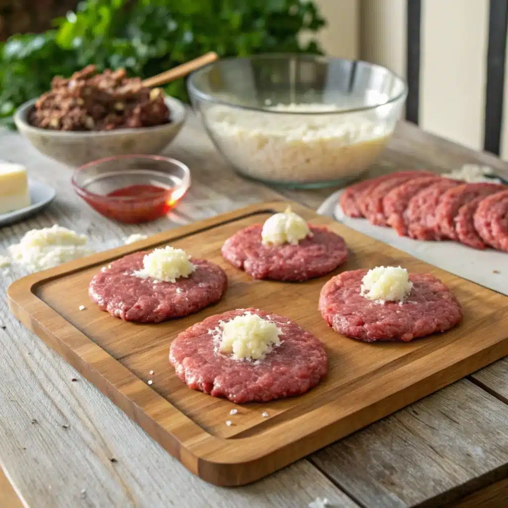 How to make garlic parmesan cheeseburger bombs with cheese filling