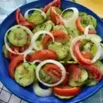 Marinated Sbarro cucumber tomato salad with herbs
