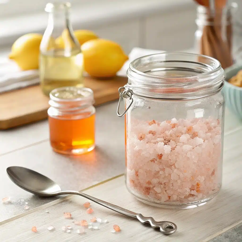 Preparing concentrated pink salt sole in glass jar