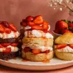Strawberry shortcake recipe variations on a platter