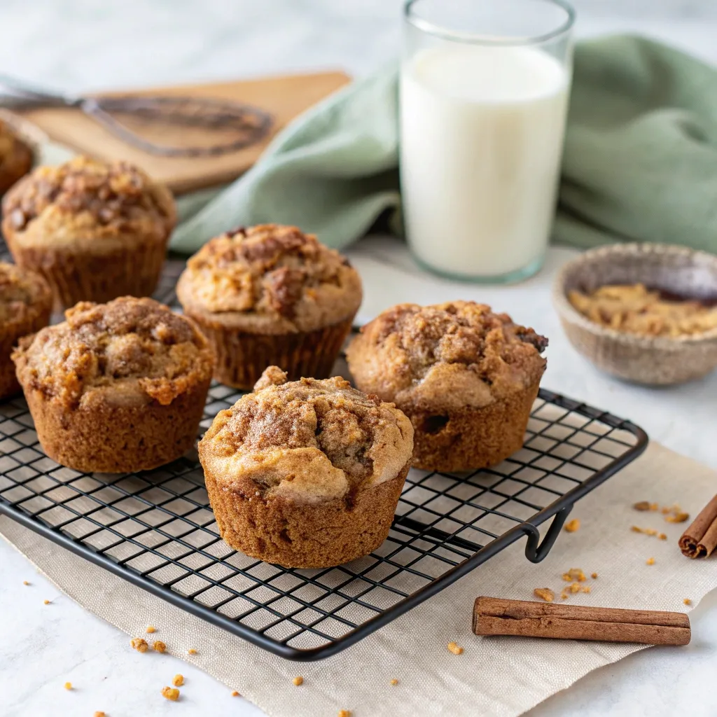 Zucchini coffee cake muffins with cinnamon streusel topping