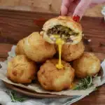 Air fryer cheeseburger bombs with golden crust