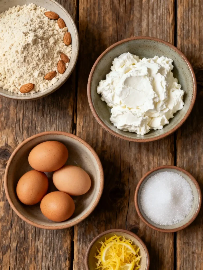 Ingredients for Italian Almond Ricotta Cake