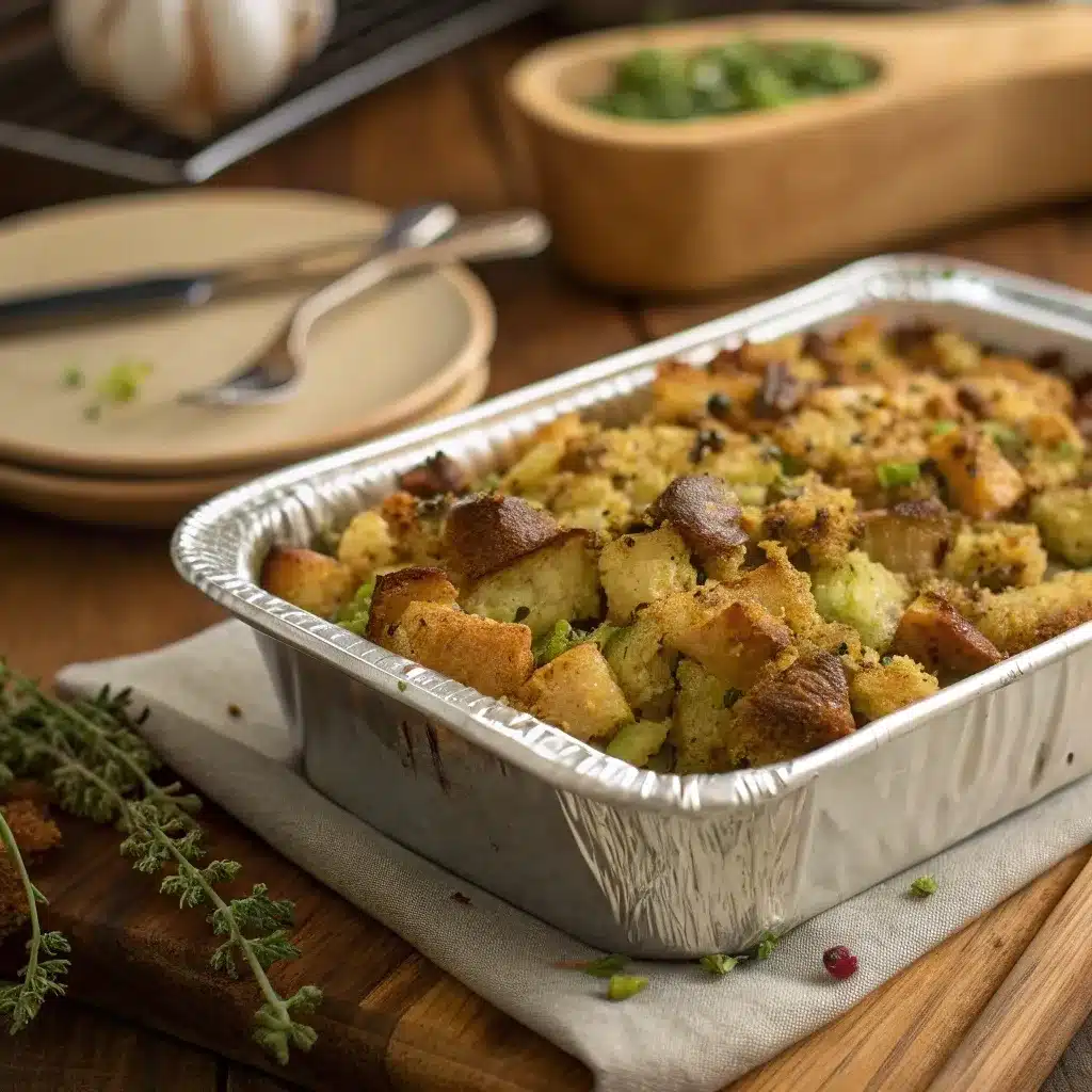 cornbread stuffing without sausage baking cover then uncover for crisp top