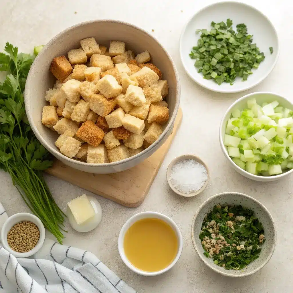 cornbread stuffing without sausage ingredients with herbs onion celery butter and broth