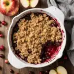 Cranberry Apple Crisp with Oat Topping baked golden