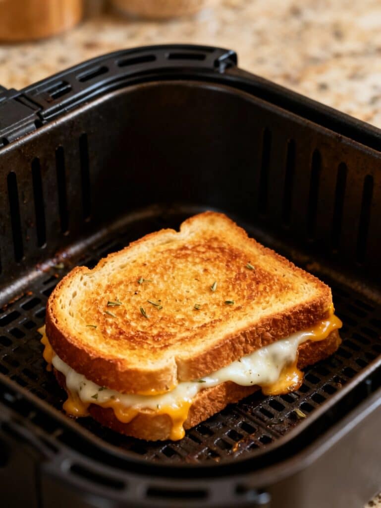 Assembled garlic bread grilled cheese in air fryer