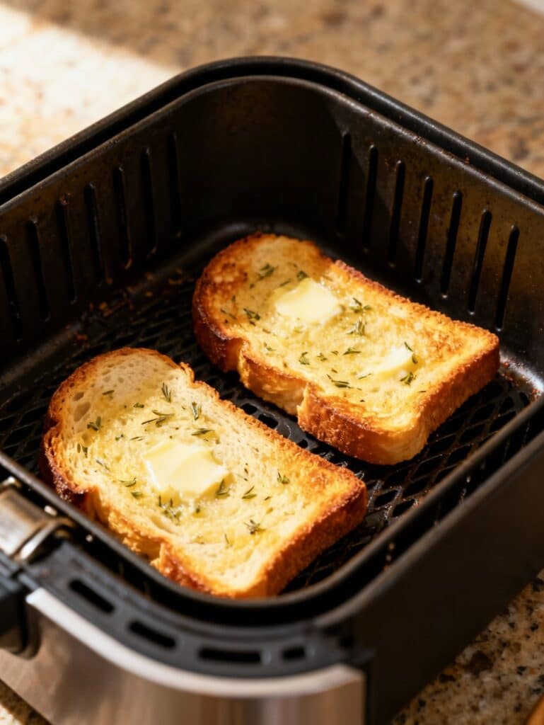 Air frying garlic toast slices