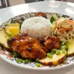 Grilled chicken glazed with homemade Huli Huli sauce
