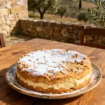 Italian Almond Ricotta Cake on rustic table