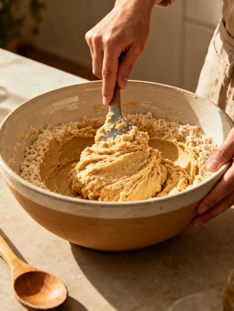 Mixing Italian Almond Ricotta Cake batter