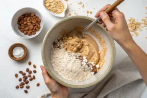mixing ingredients for peanut butter protein balls