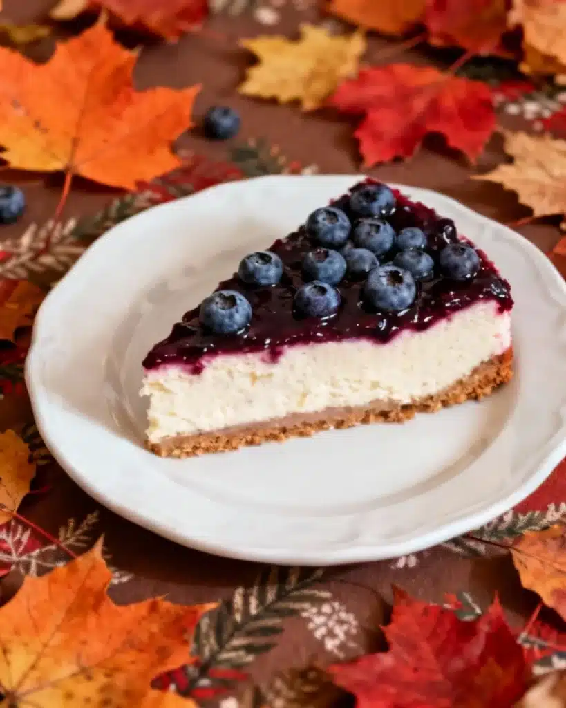 No bake blueberry cheesecake recipe with holiday decor