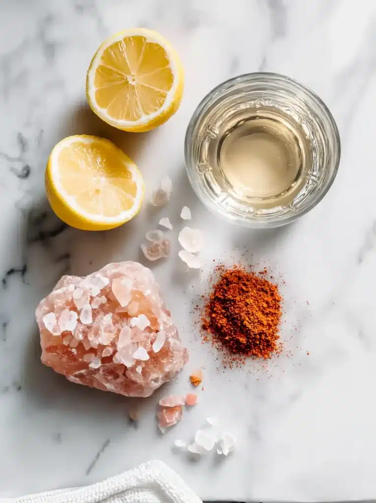 Himalayan pink salt and lemon with water