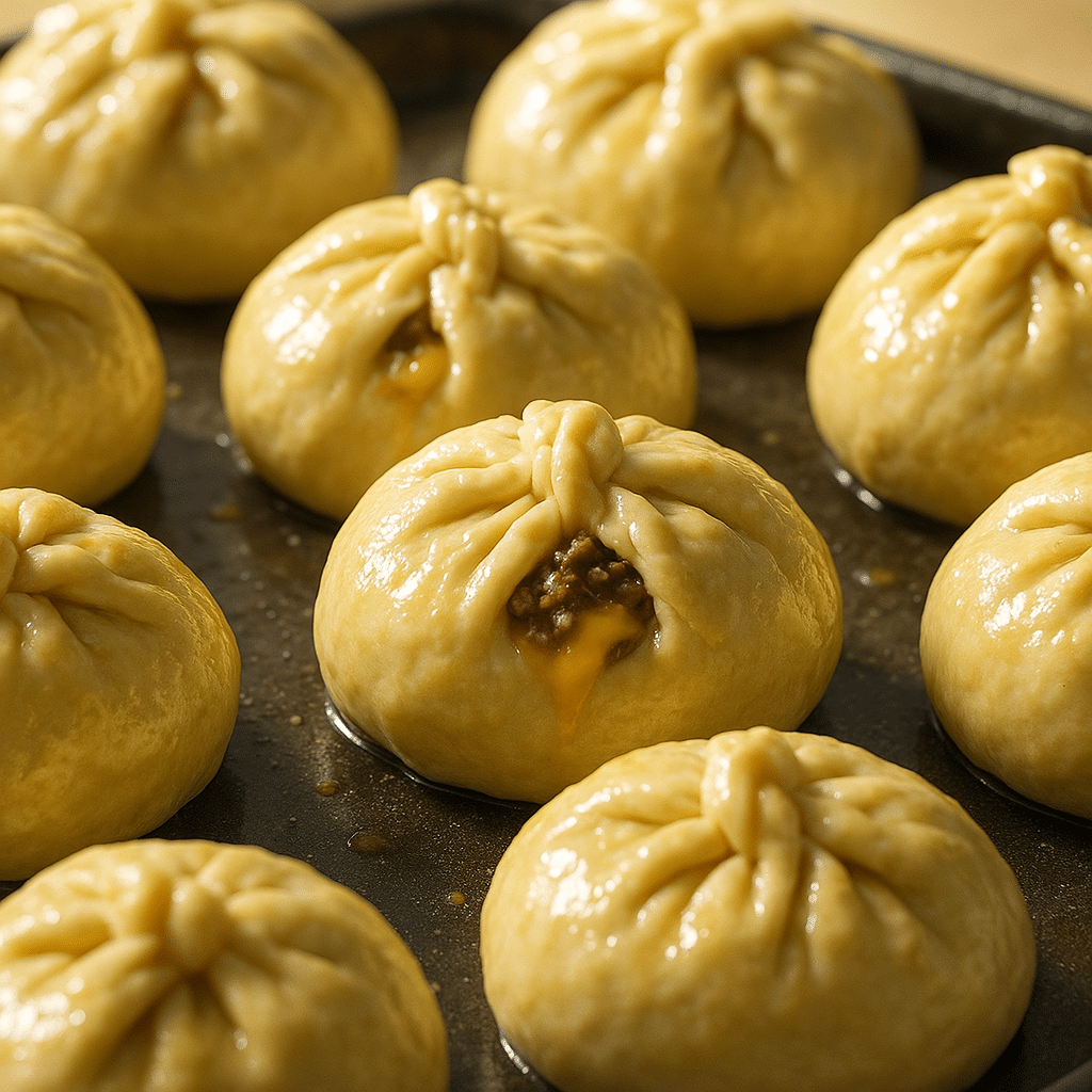 Uncooked air fryer cheeseburger bombs folded and ready
