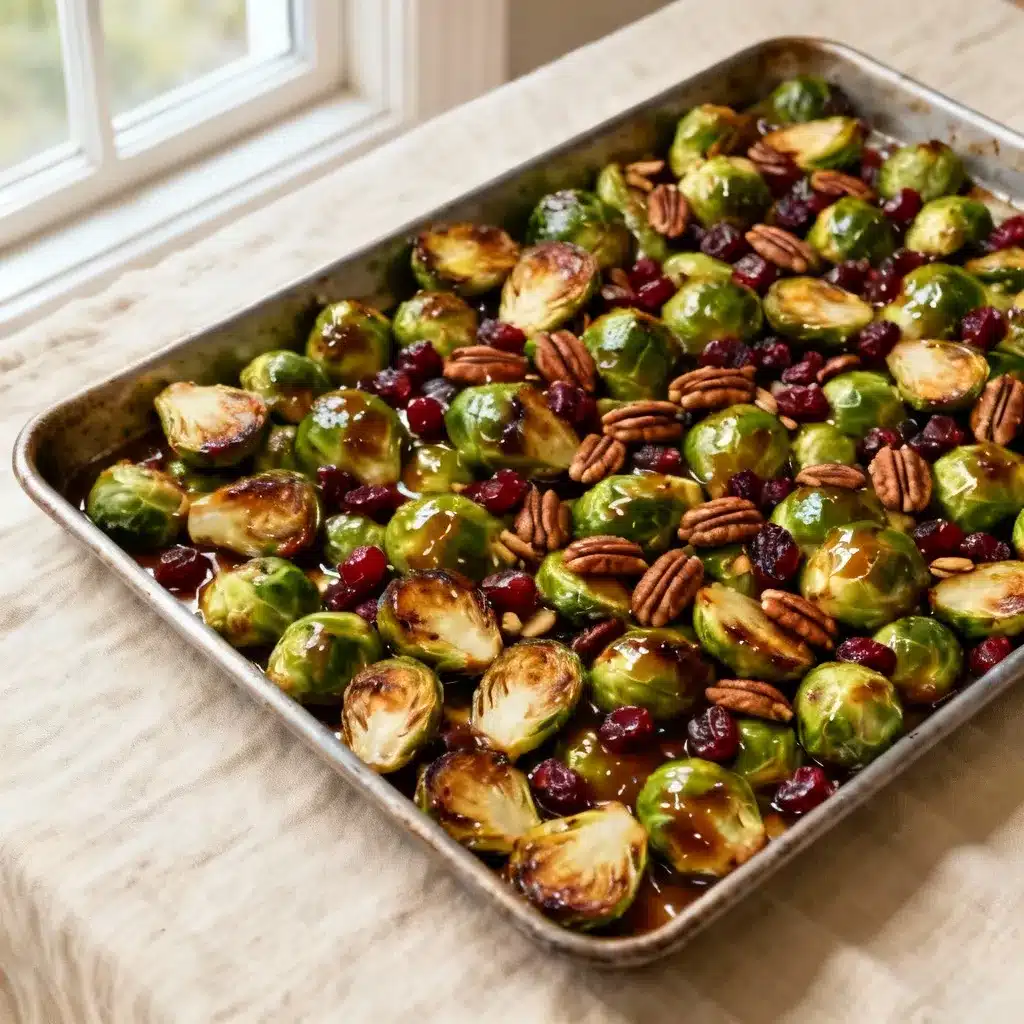 roasted brussels sprouts with cranberry and pecans