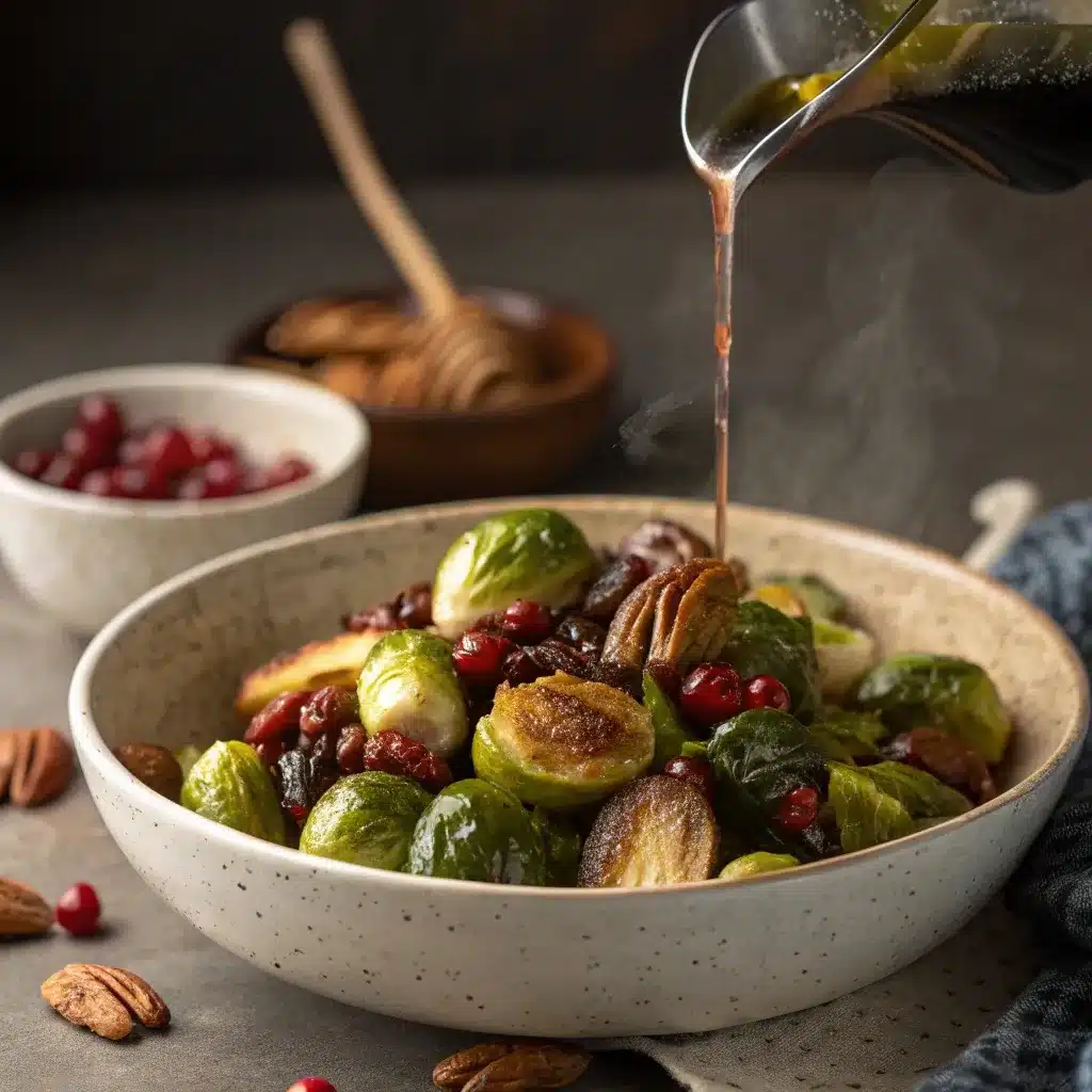 roasted brussels sprouts with cranberry and pecans