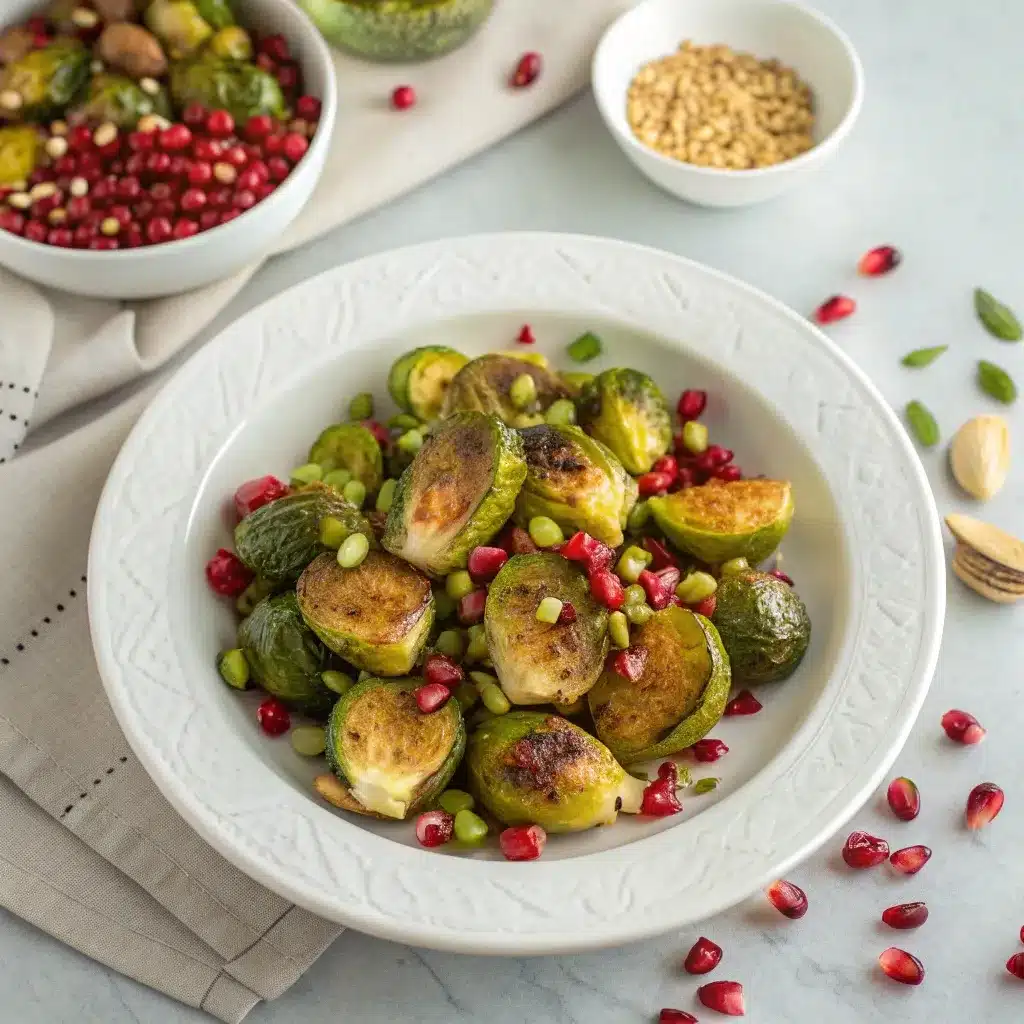 roasted brussels sprouts with cranberry and pecans