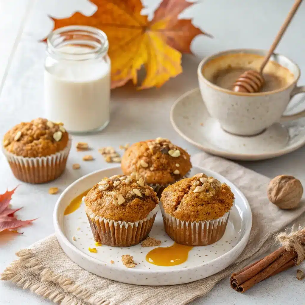 Serving gluten-free pumpkin muffins with oat flour