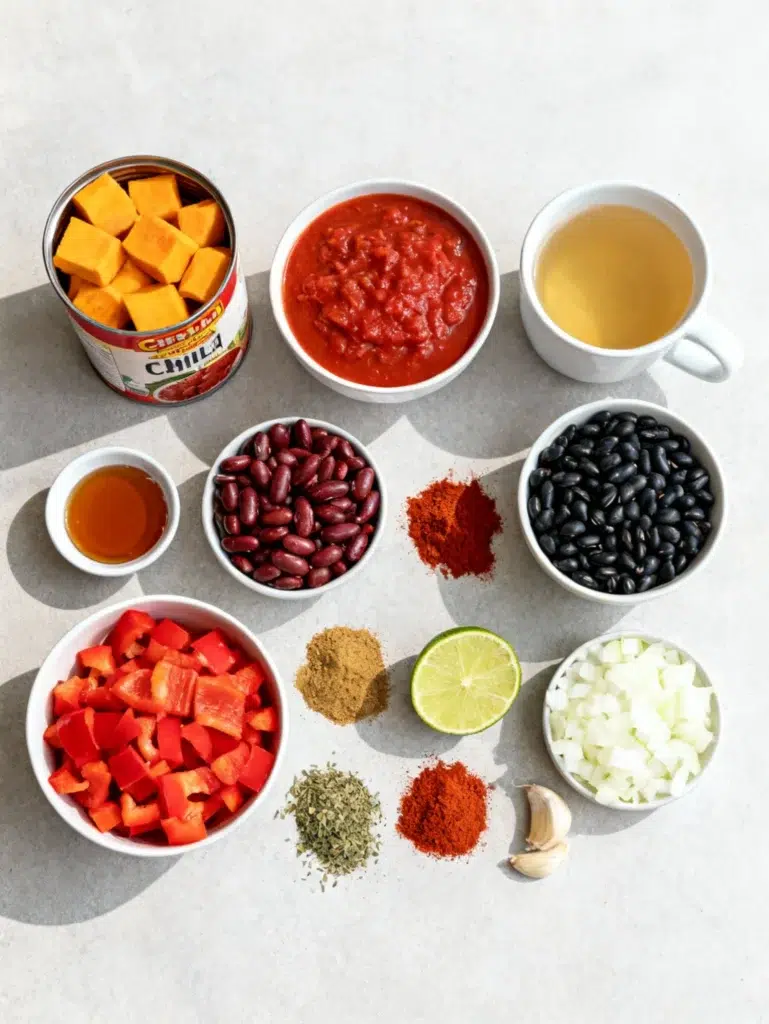 ingredients for vegetarian pumpkin chili recipe