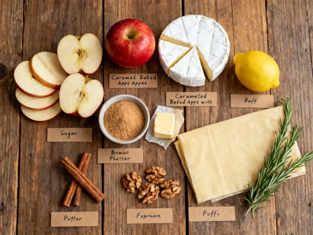 Ingredients for Caramelized Baked Apples with Brie