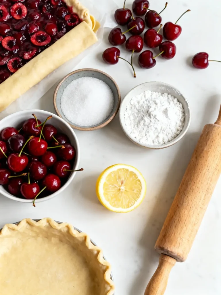 Ingredients for cherry slab pie recipe