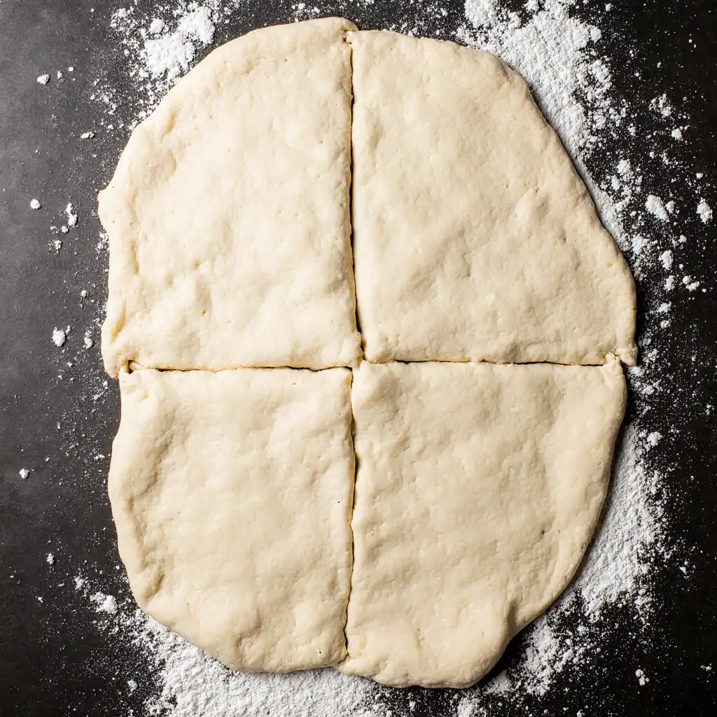 Crescent dough sheet pressed into rectangle for leftover turkey crescent roll pinwheels