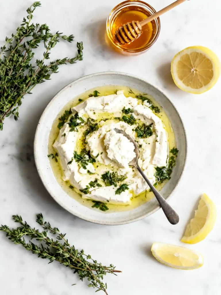 Final feta psiti recipe card image with spoon and garnish