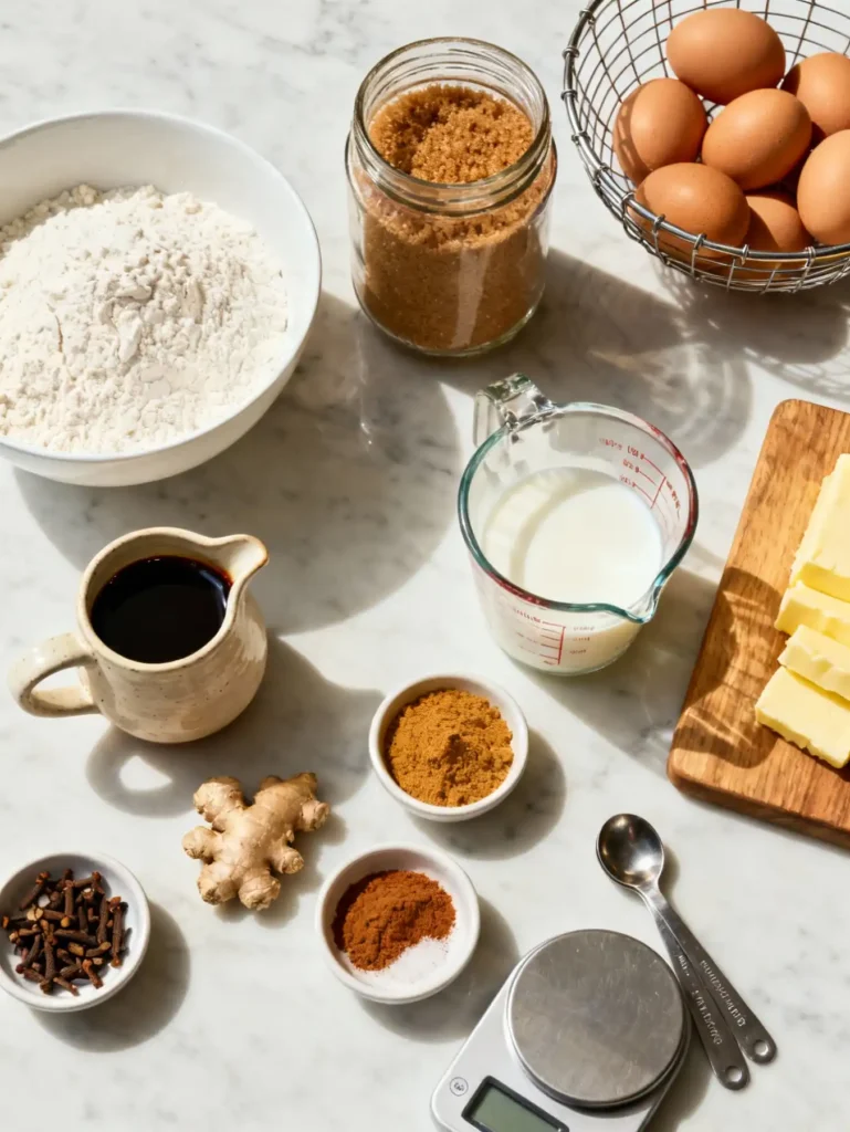 Ingredients for Easy Gingerbread Cake Recipe