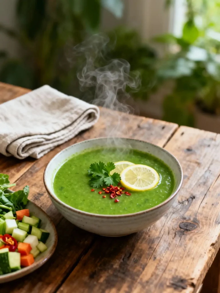 Green Detox Broth Recipe with lemon and fresh herbs