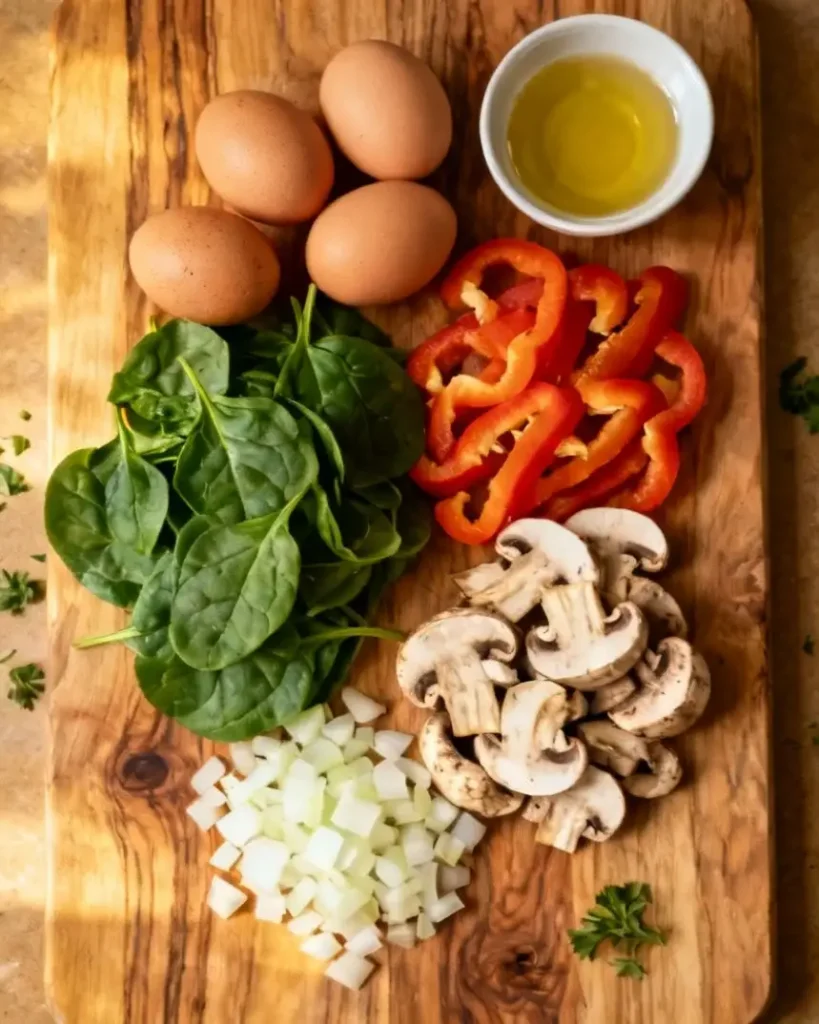 ingredients for healthy veggie egg scramble