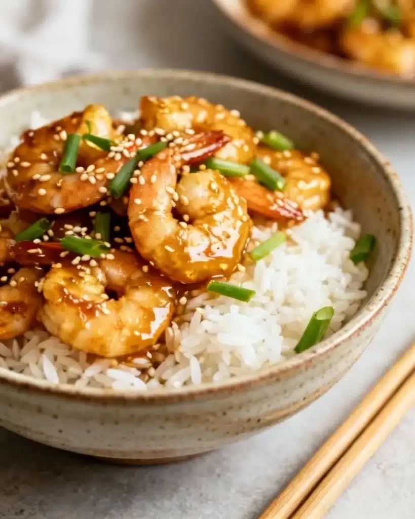 Honey garlic shrimp with rice bowl
