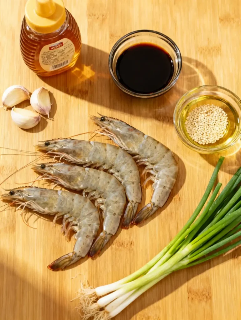 Ingredients for honey garlic shrimp recipe