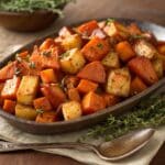 Maple Dijon Roasted Carrots and Apples glazed and roasted to perfection