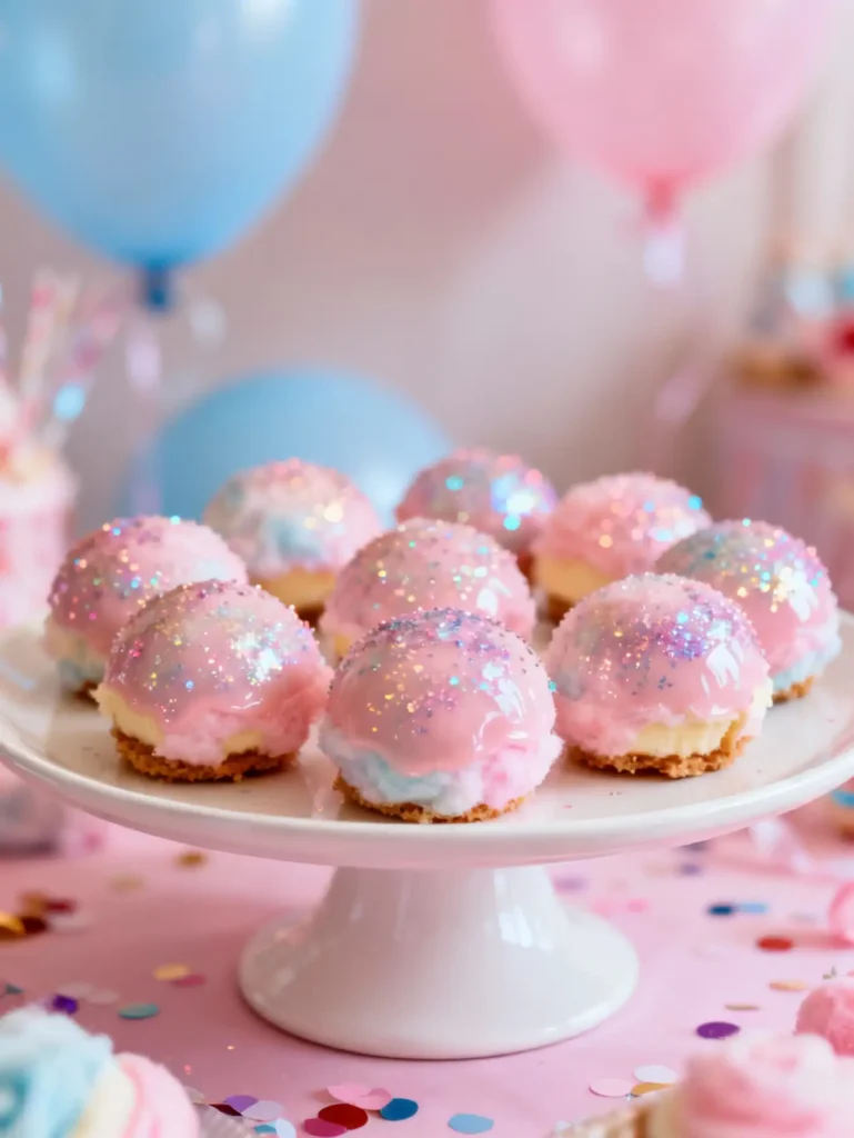Serving crispy cotton candy cheesecake bombs